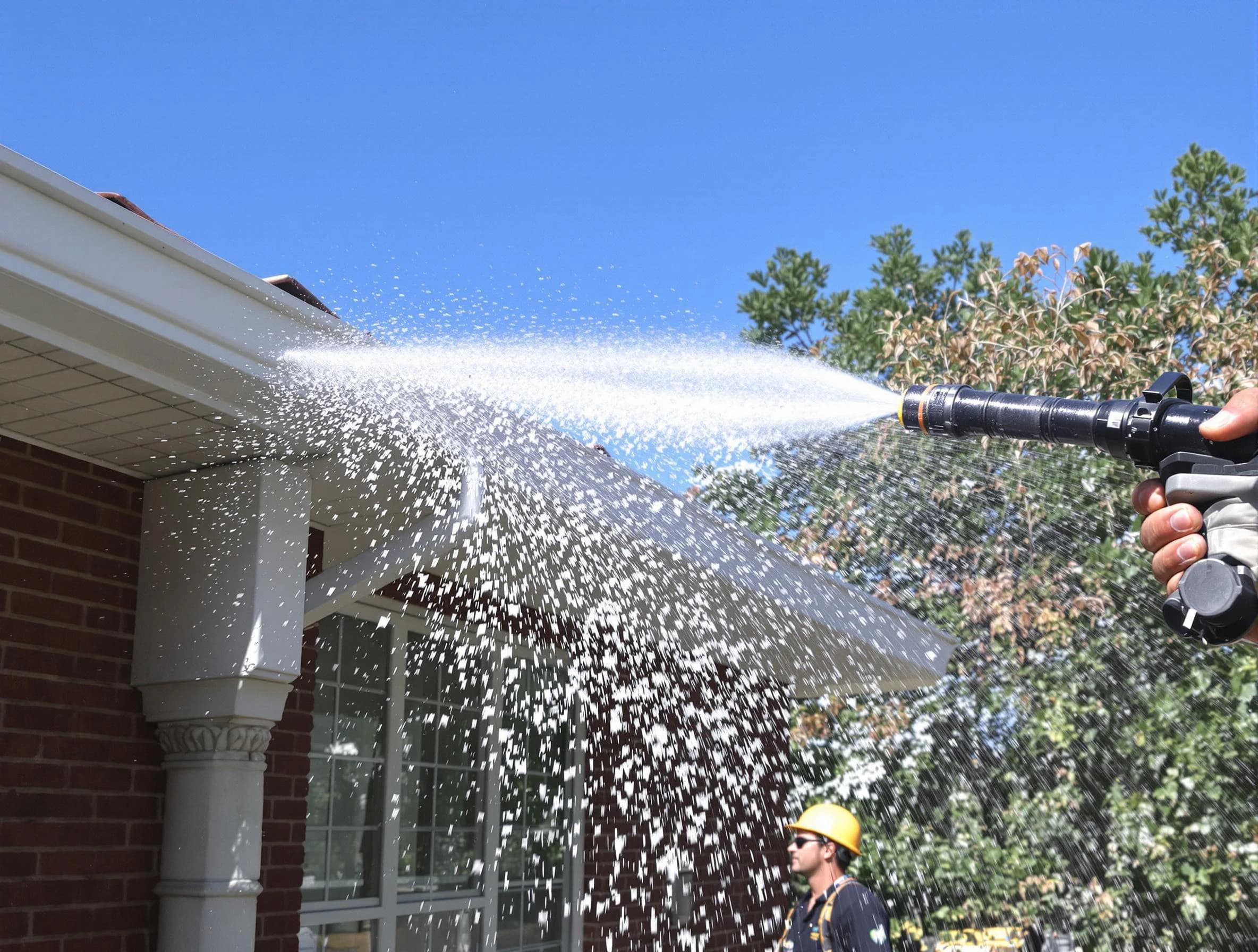 Cleared downspout by Barberton Roofing Company ensuring unrestricted flow in Barberton, OH