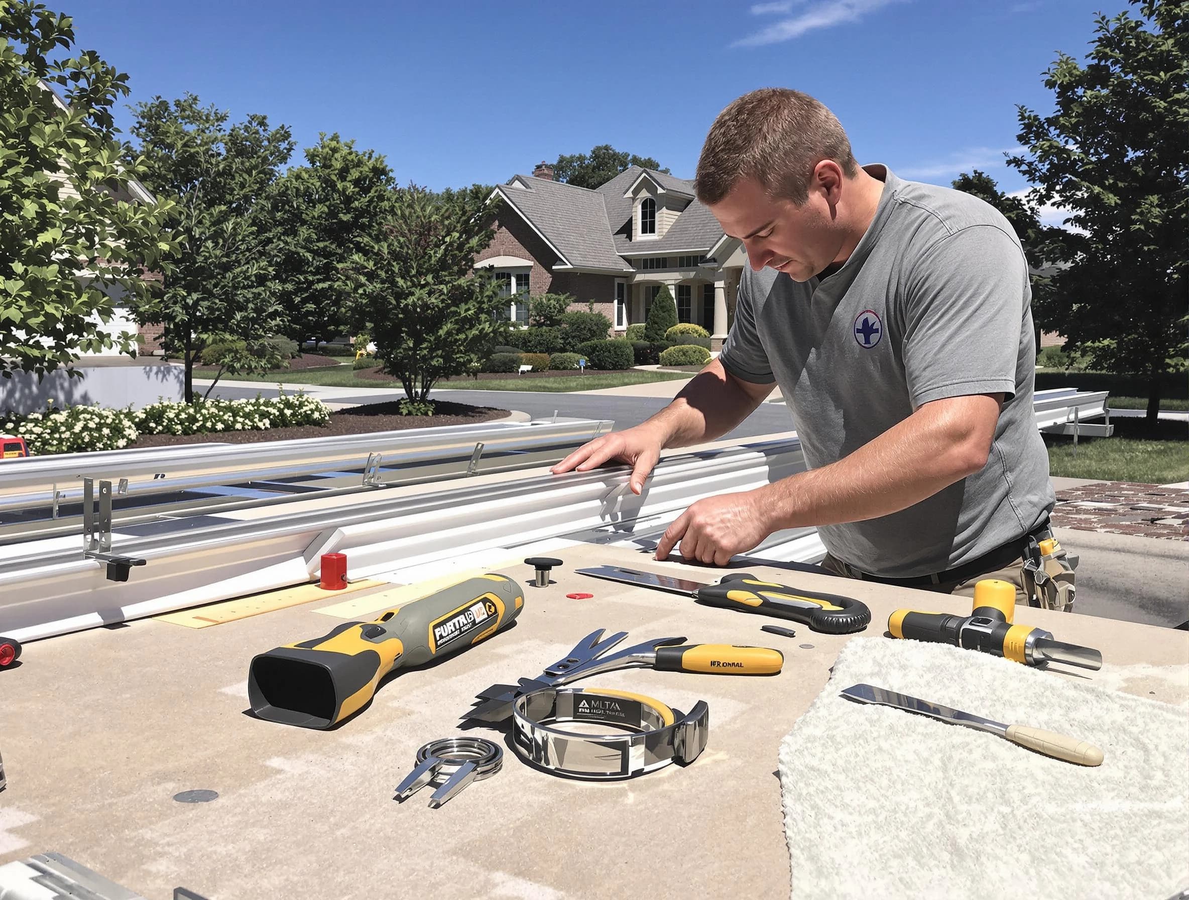 Freshly installed seamless gutter by Barberton Roofing Company in Barberton, OH