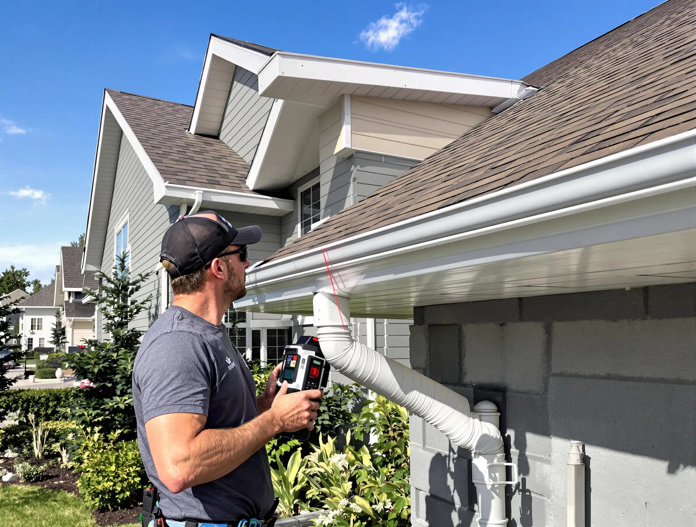 Barberton Roofing Company installing seamless gutters in Barberton, OH